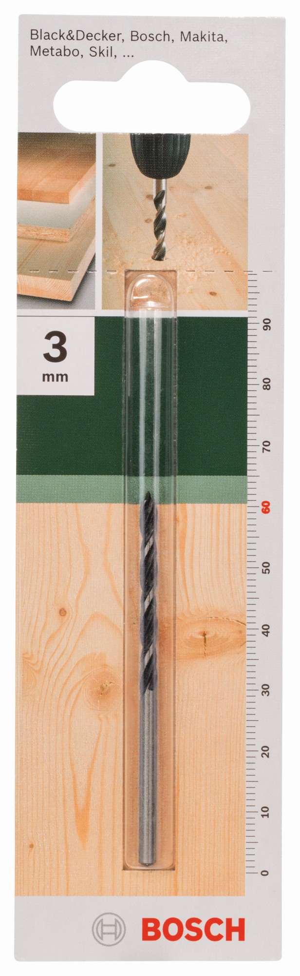 Brocas helicoidales para maderaD = 3,0 mm; L = 60 mm