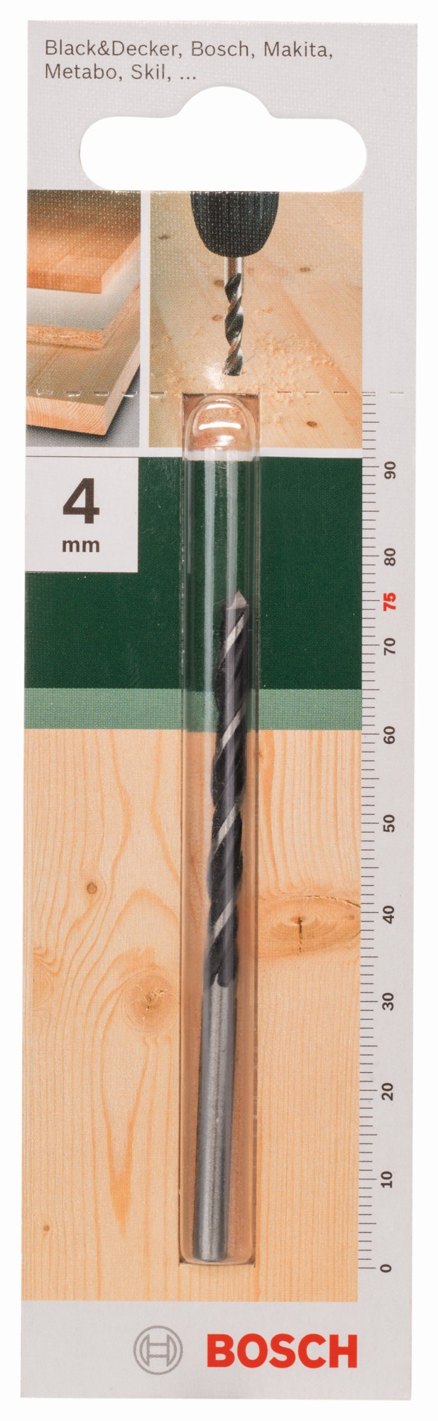 Brocas helicoidales para maderaD = 4,0 mm; L = 75 mm