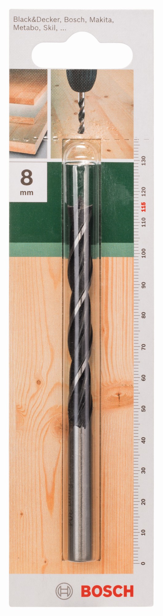 Brocas helicoidales para maderaD = 8,0 mm; L = 115 mm