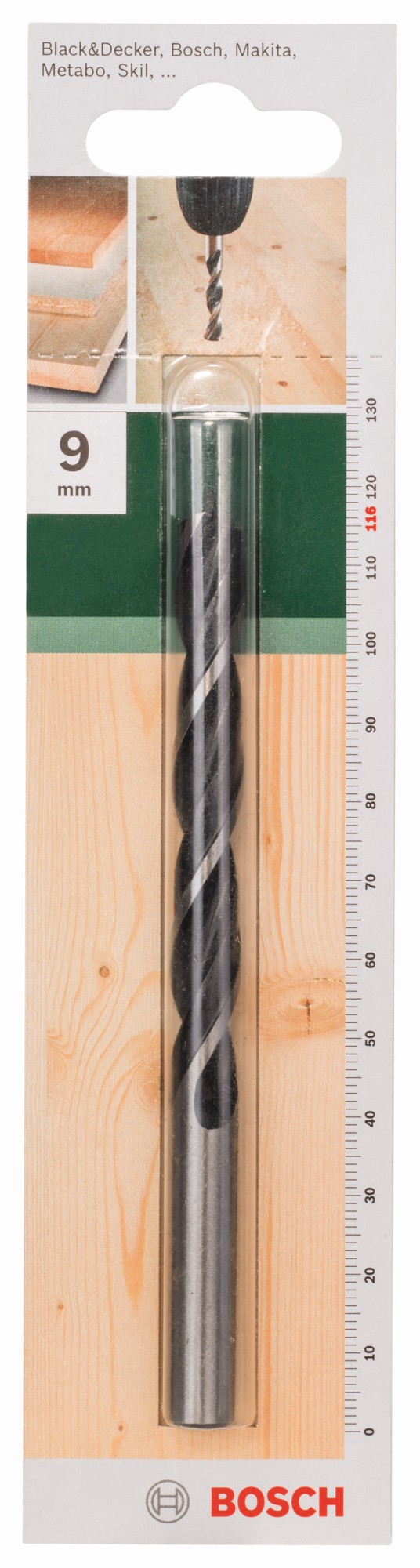 Brocas helicoidales para maderaD = 9,0 mm; L = 116 mm