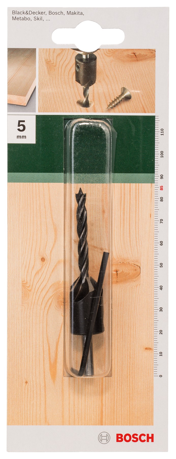 Broca en espiral para madera con avellanadorD = 5,0 mm; L = 85 mm