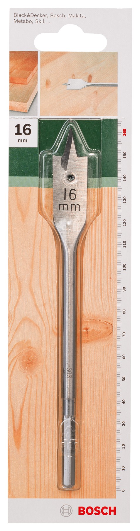 Broca fresadora plana, hexagonalD = 16,0 mm; L = 160 mm