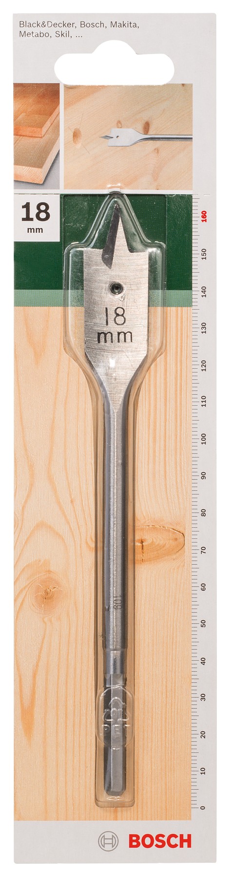 Broca fresadora plana, hexagonalD = 18,0 mm; L = 160 mm