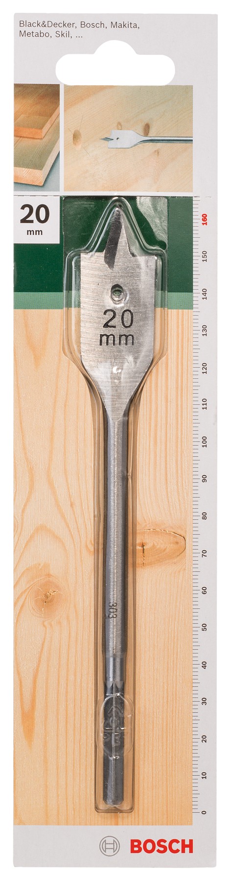 Broca fresadora plana, hexagonalD = 20,0 mm; L = 160 mm