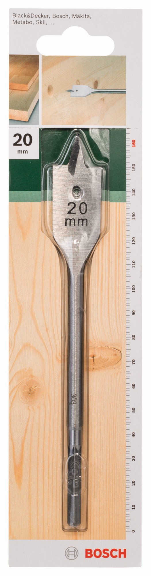 Broca fresadora plana, hexagonalD = 20,0 mm; L = 160 mm