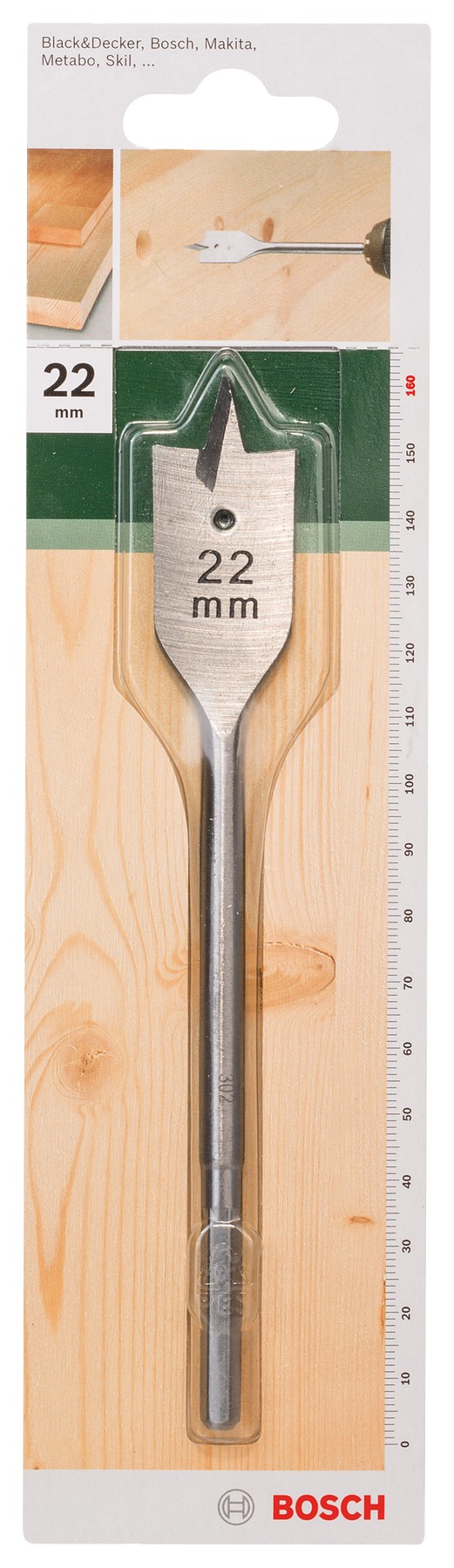 Broca fresadora plana, hexagonalD = 22,0 mm; L = 160 mm