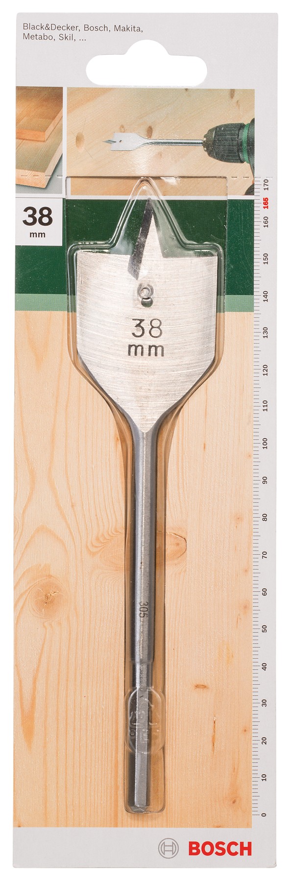 Broca fresadora plana, hexagonalD = 38,0 mm; L = 165 mm