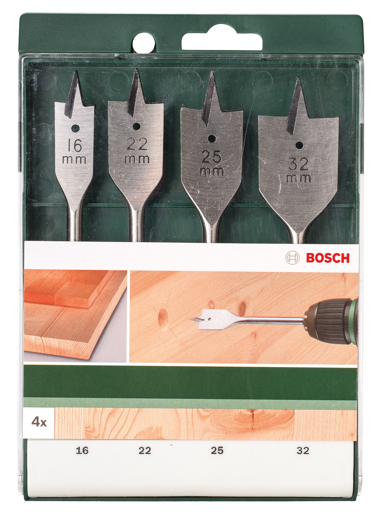 Set de 4 brocas fresadoras planas16,0x160;22,0x160;25,0x160;32,0x165