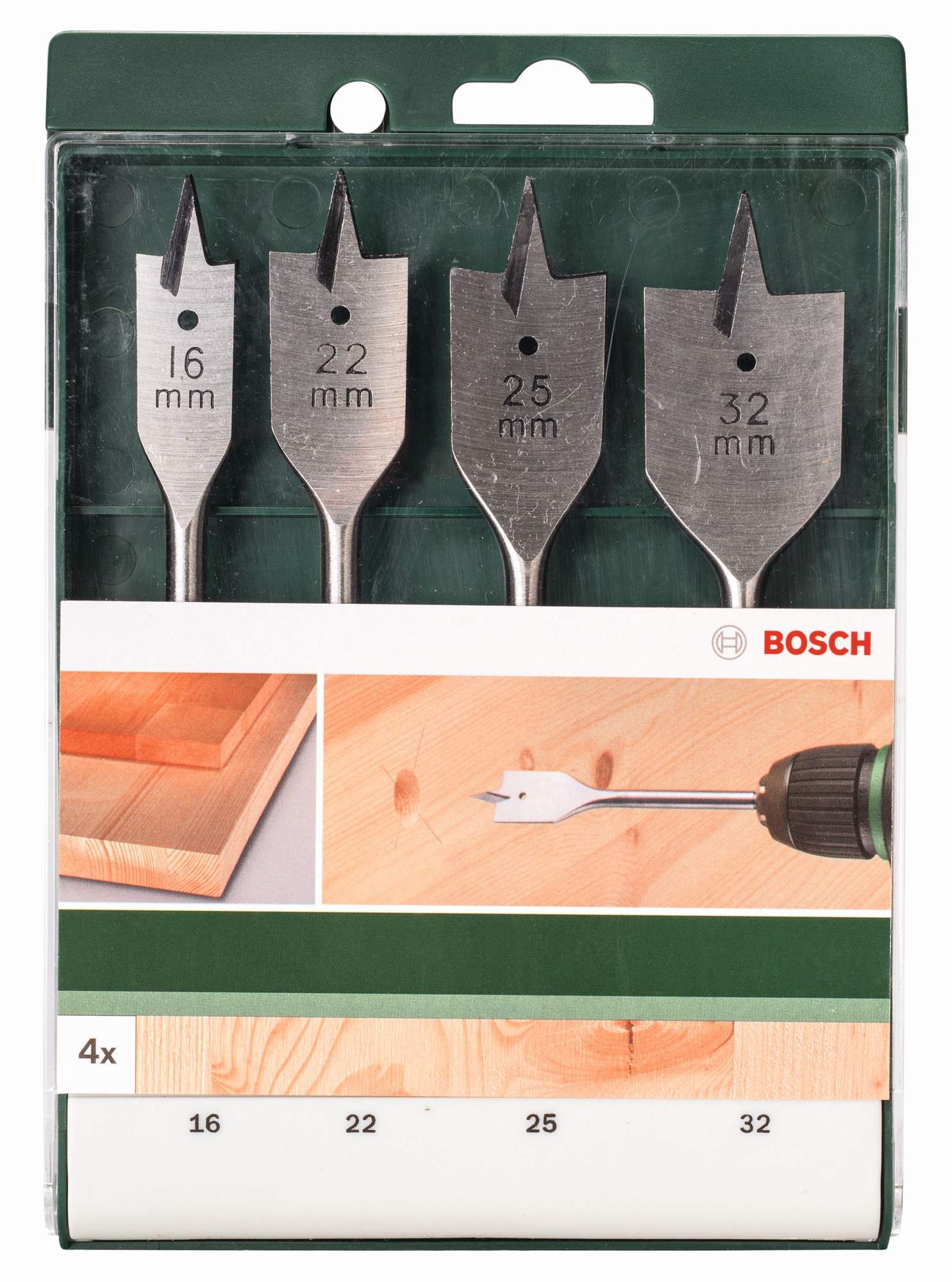 Set de 4 brocas fresadoras planas16,0x160;22,0x160;25,0x160;32,0x165