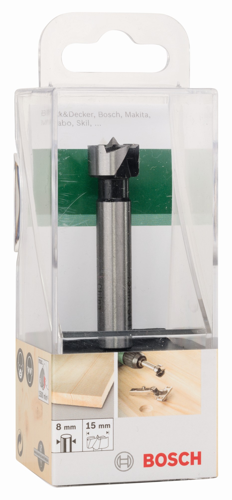 Broca fresadora para madera, DIN 7483 GD = 15,0 mm; L = 90 mm