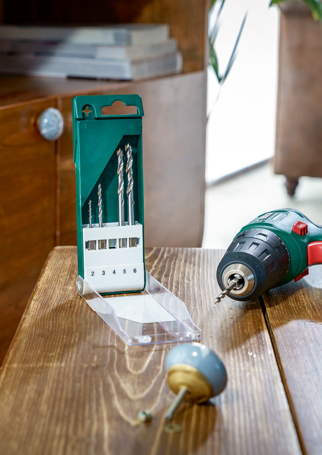 Set de 5 brocas para madera con vástago de inserción hexagonal2,0; 3,0; 4,0; 5,0; 6,0 mm