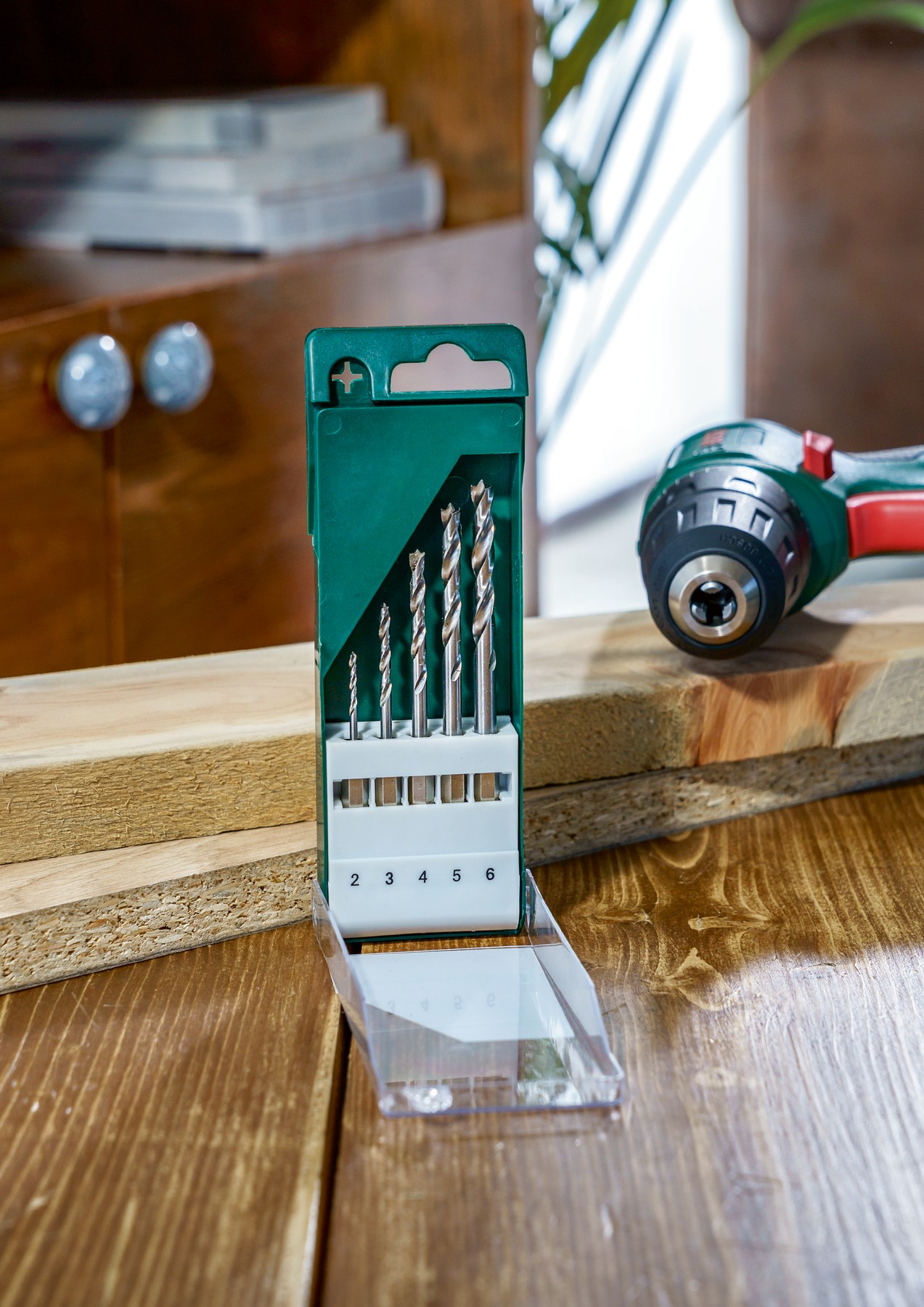 Set de 5 brocas para madera con vástago de inserción hexagonal2,0; 3,0; 4,0; 5,0; 6,0 mm