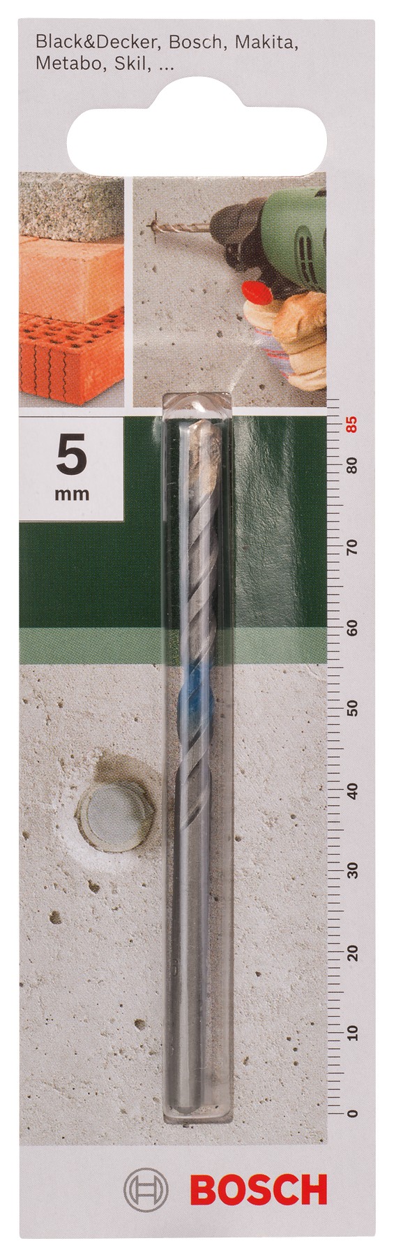 Broca para hormigón según la norma ISO 5468D = 5,0 mm; L = 85 mm
