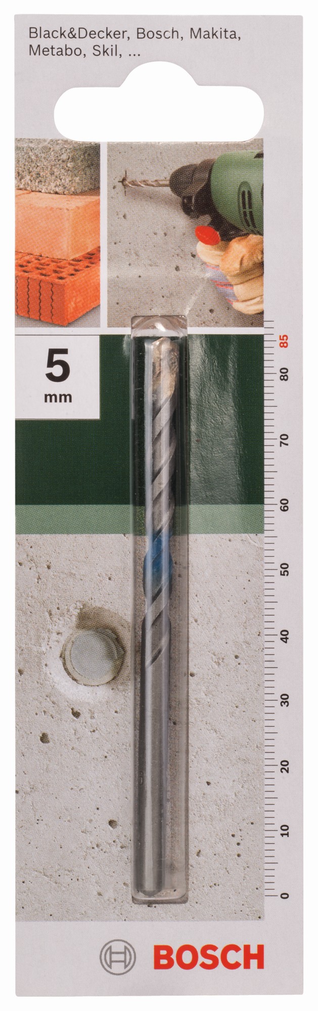 Broca para hormigón según la norma ISO 5468D = 5,0 mm; L = 85 mm