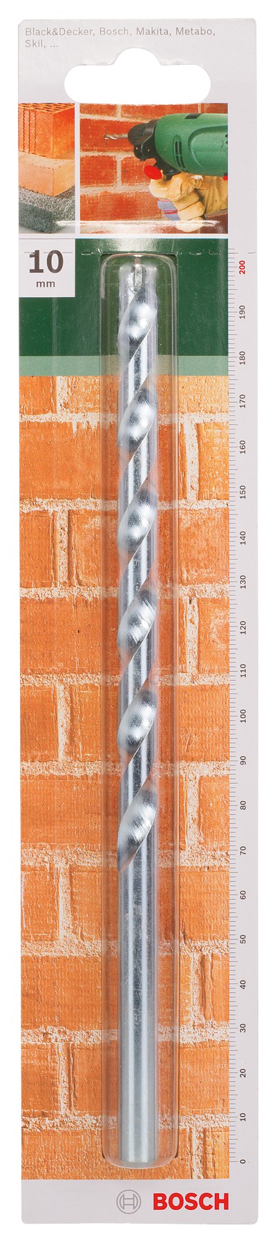 Broca para piedra según la norma ISO 5468D = 10,0 mm; L = 200 mm