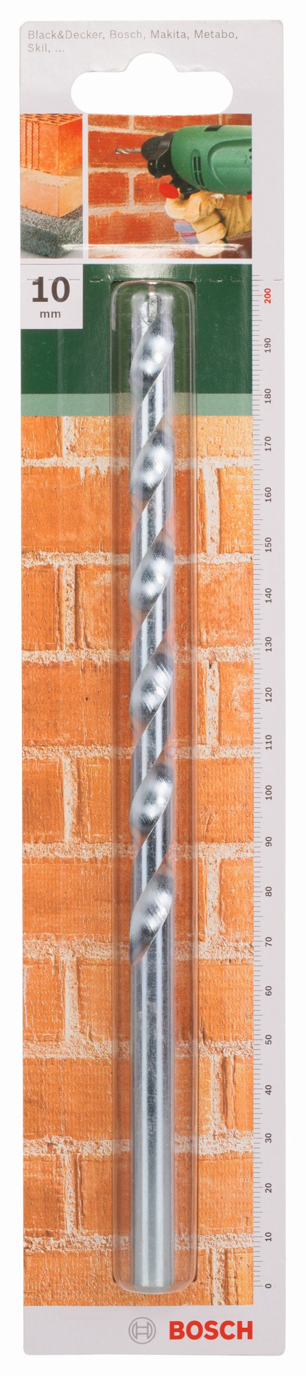 Broca para piedra según la norma ISO 5468D = 10,0 mm; L = 200 mm