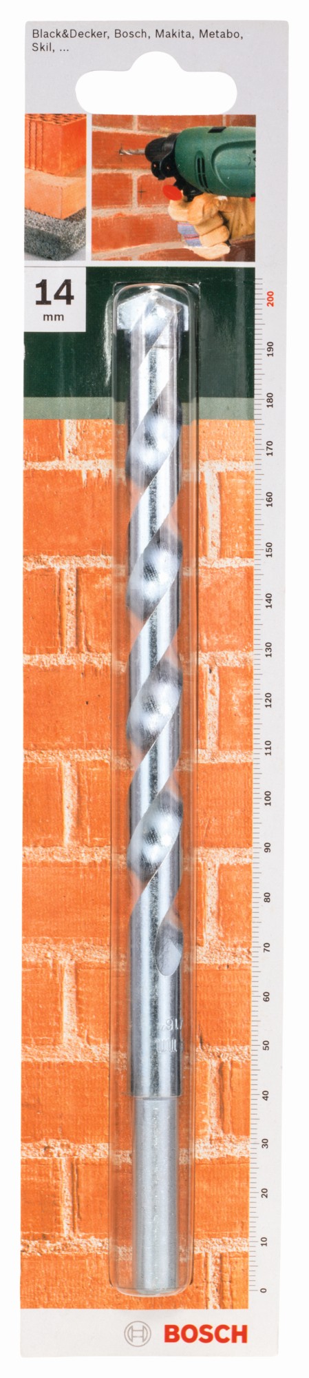 Broca para piedra según la norma ISO 5468D = 14,0 mm; L = 200 mm