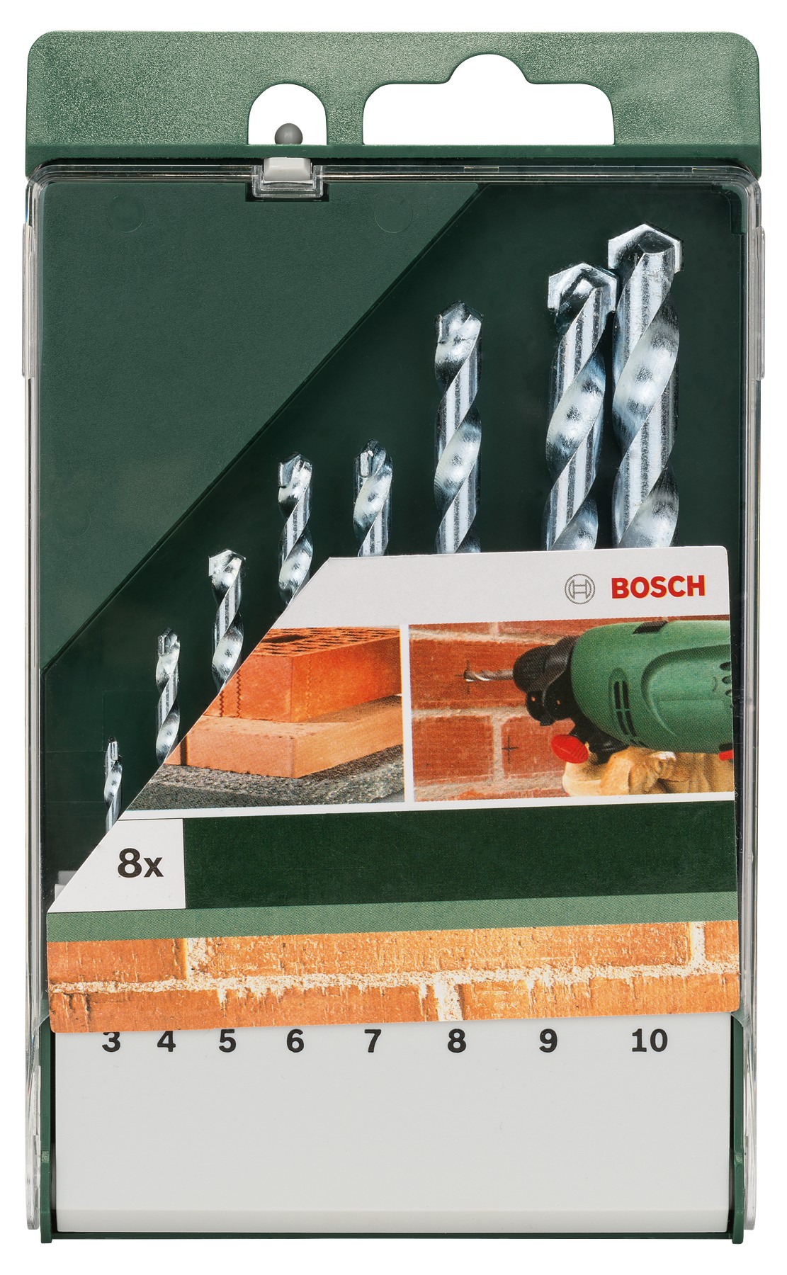 Set de brocas para piedra de 8 piezas3,0 x 60; 4,0 x 75; 5,0 x 85; 6,0 x 100; 7,0 x 100; 8,0 x 120; 9,0 x 120; 10,0 x 120