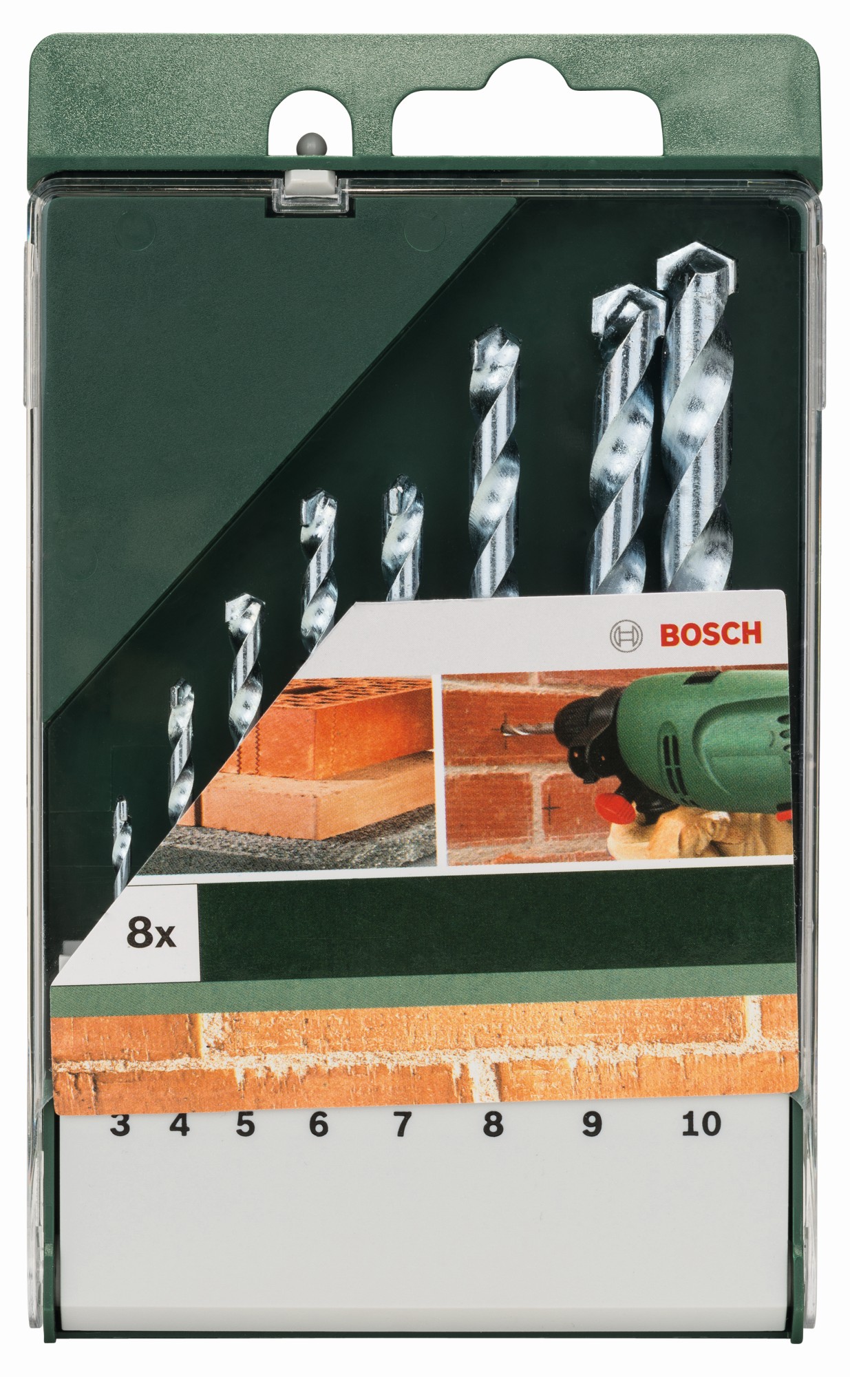 Set de brocas para piedra de 8 piezas3,0 x 60; 4,0 x 75; 5,0 x 85; 6,0 x 100; 7,0 x 100; 8,0 x 120; 9,0 x 120; 10,0 x 120