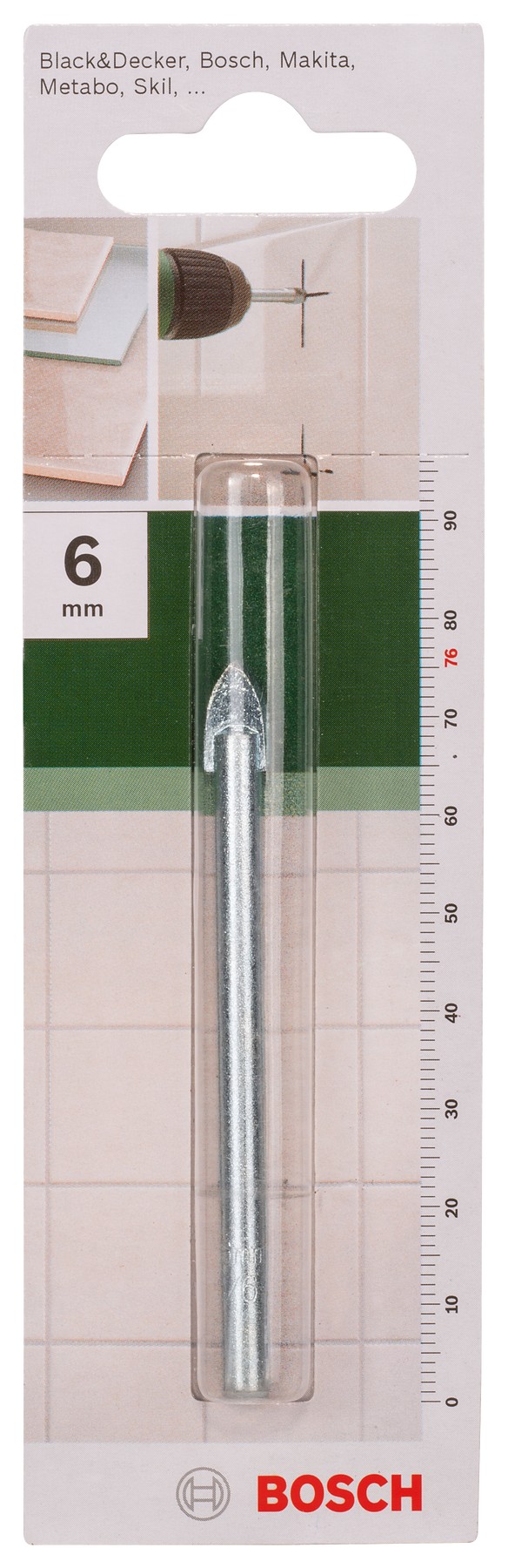 Broca para vidrio y azulejosD = 6,0 mm; L = 76 mm