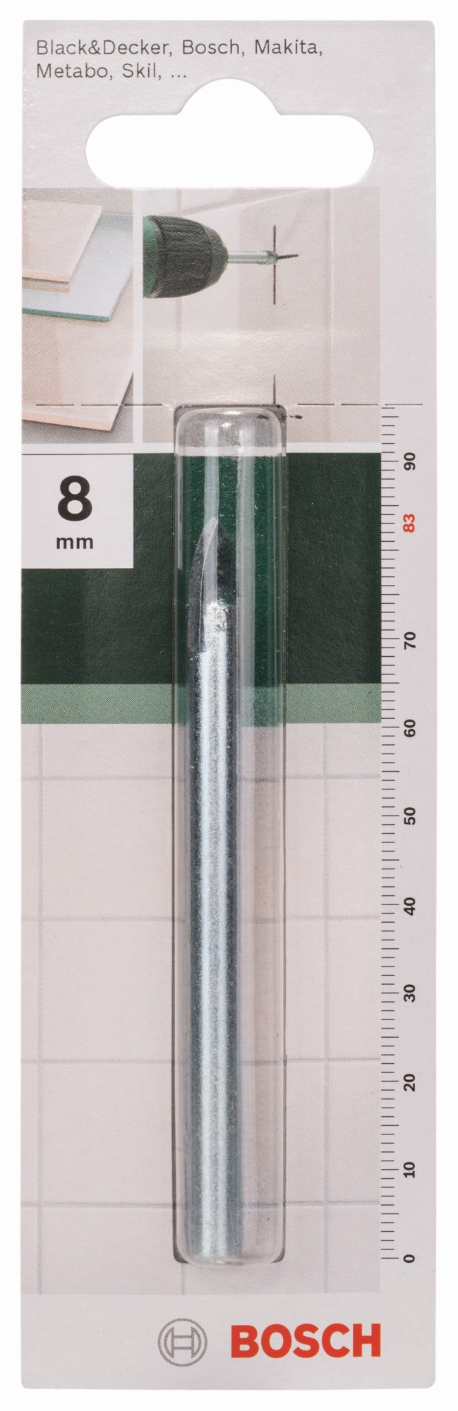Broca para vidrio y azulejosD = 8,0 mm; L = 83 mm