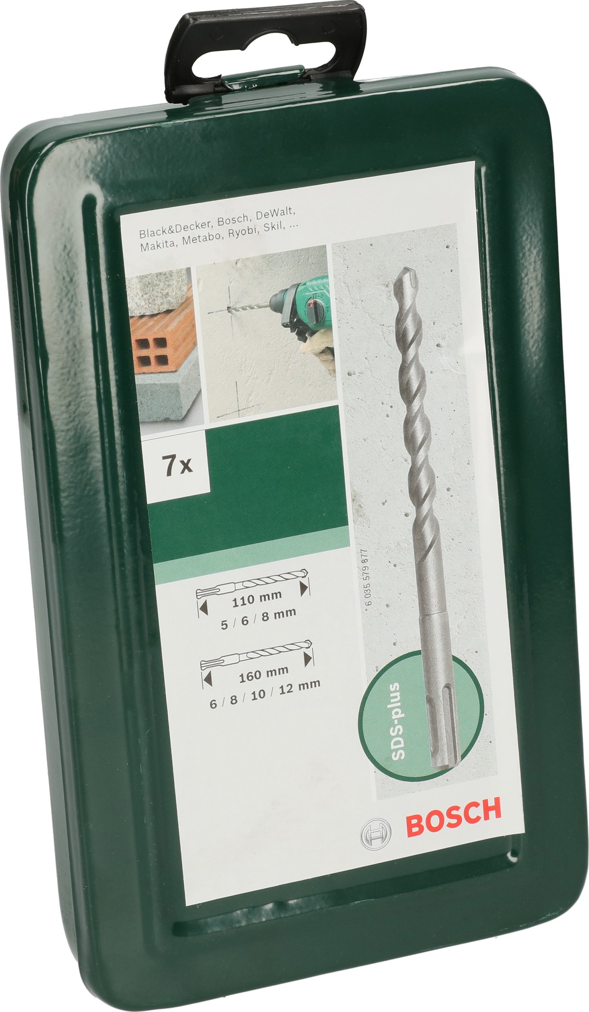 Set de brocas de martillos perforadores SDS plus de 7 piezas5,0x110; 6,0x110; 8,0x110; 6,0x160; 8,0x160; 10,0x160; 12,0x160 mm