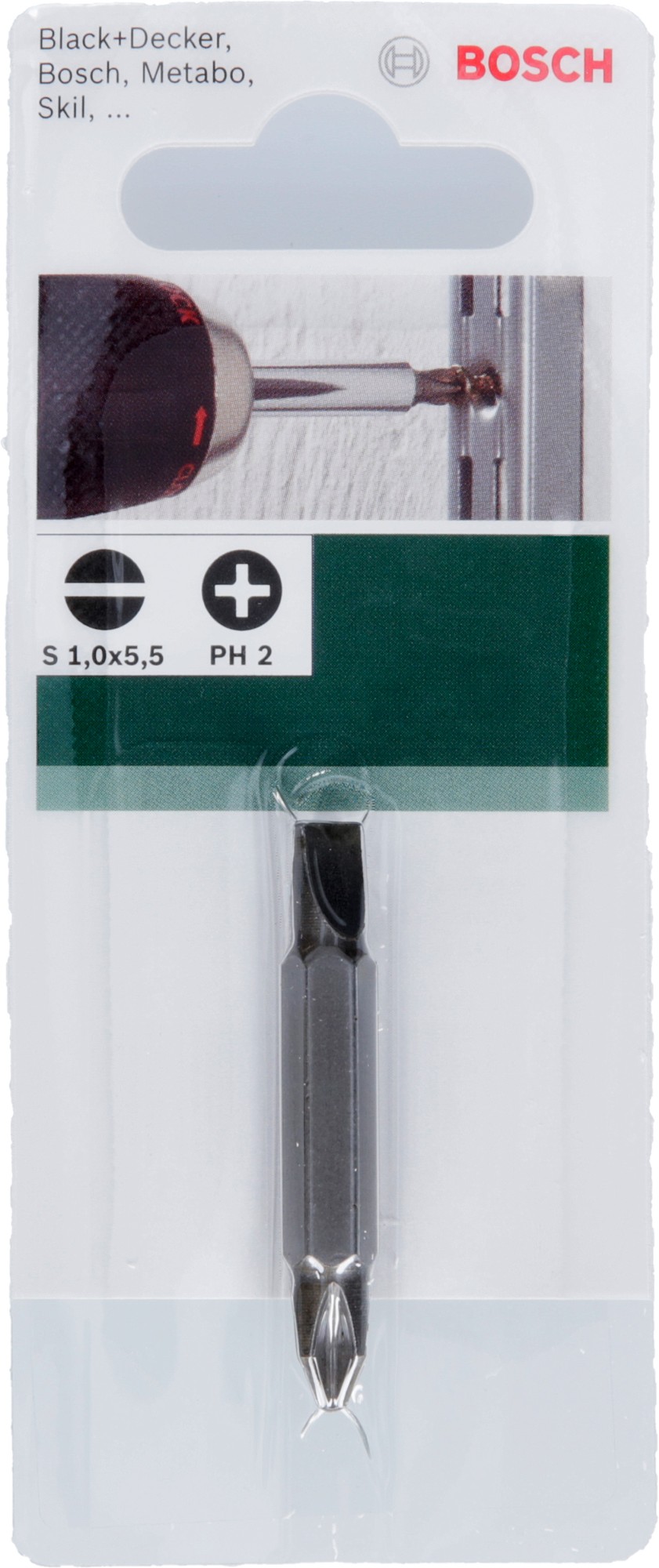 Punta doble para tornillos de ranura en cruz Phillips y tornillos de ranura longitudinal (PH, S)