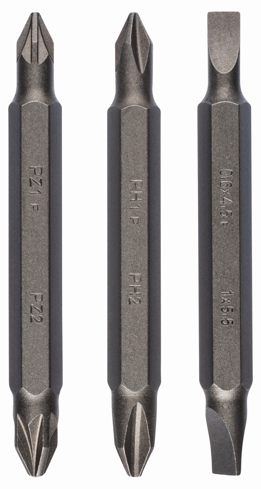 Set de 3 puntas dobles de atornillar, mixto (S, PH, PZ)