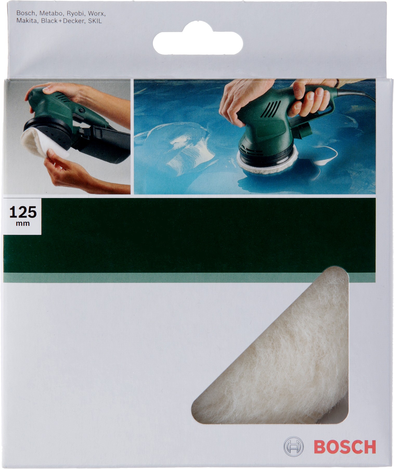 Caperuza de lana de oveja para lijadora excéntrica, 125 mmCierre por contacto