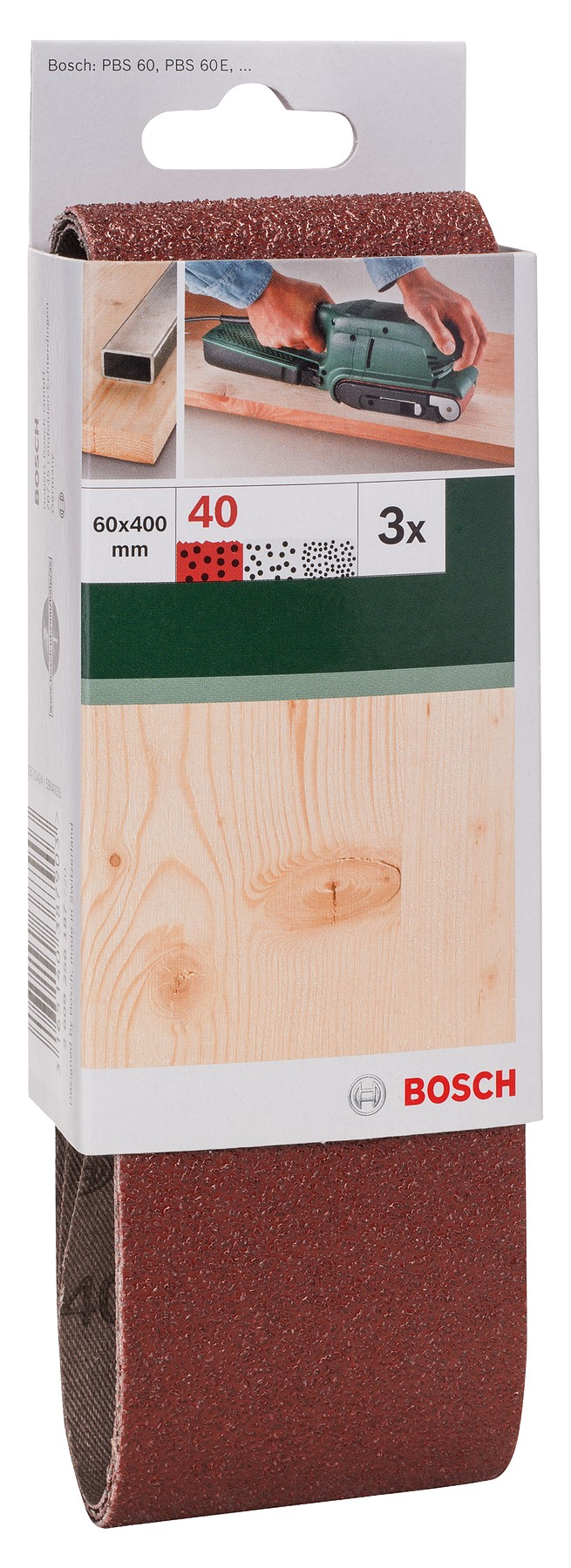 Set de hojas de lija de 3 piezas para lijadora de banda, calidad rojaG = 40