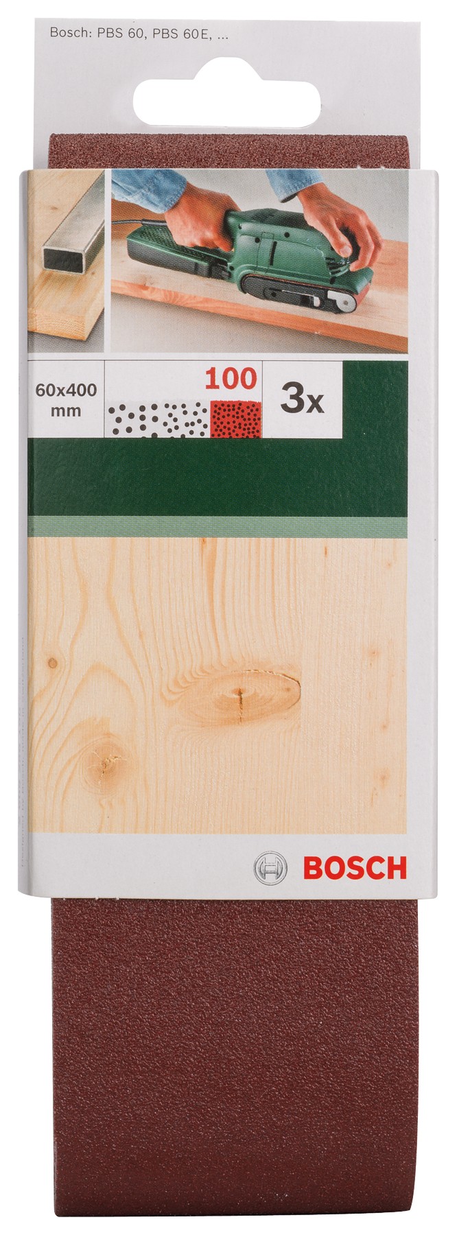 Set de hojas de lija de 3 piezas para lijadora de banda, calidad rojaG = 100