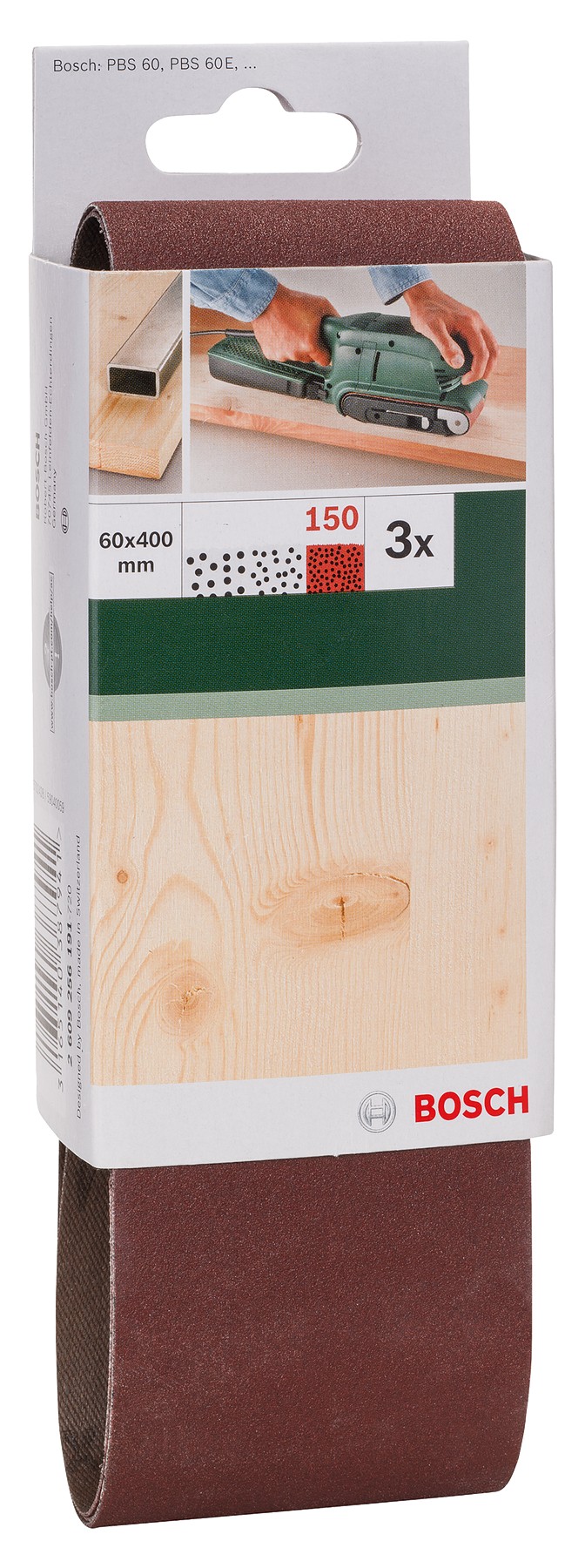 Set de hojas de lija de 3 piezas para lijadora de banda, calidad rojaG = 150