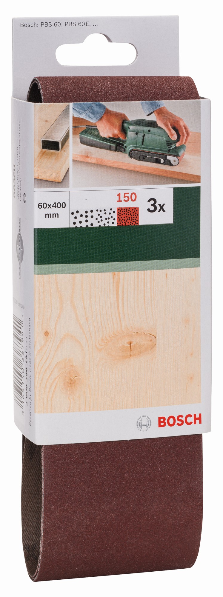 Set de hojas de lija de 3 piezas para lijadora de banda, calidad rojaG = 150