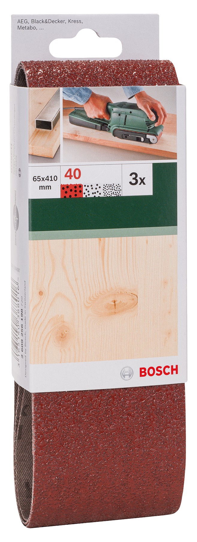 Set de hojas de lija de 3 piezas para lijadora de banda, calidad rojaG = 40