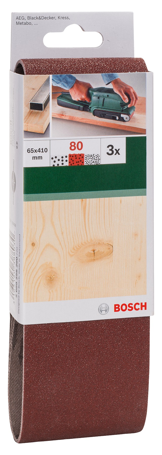 Set de hojas de lija de 3 piezas para lijadora de banda, calidad rojaG = 80