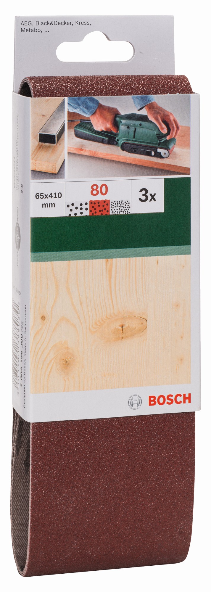 Set de hojas de lija de 3 piezas para lijadora de banda, calidad rojaG = 80