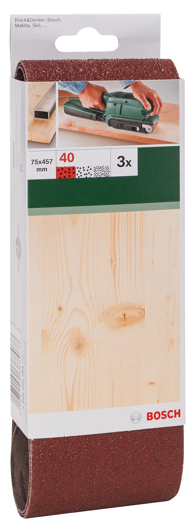 Set de hojas de lija de 3 piezas para lijadora de banda, calidad rojaG = 40