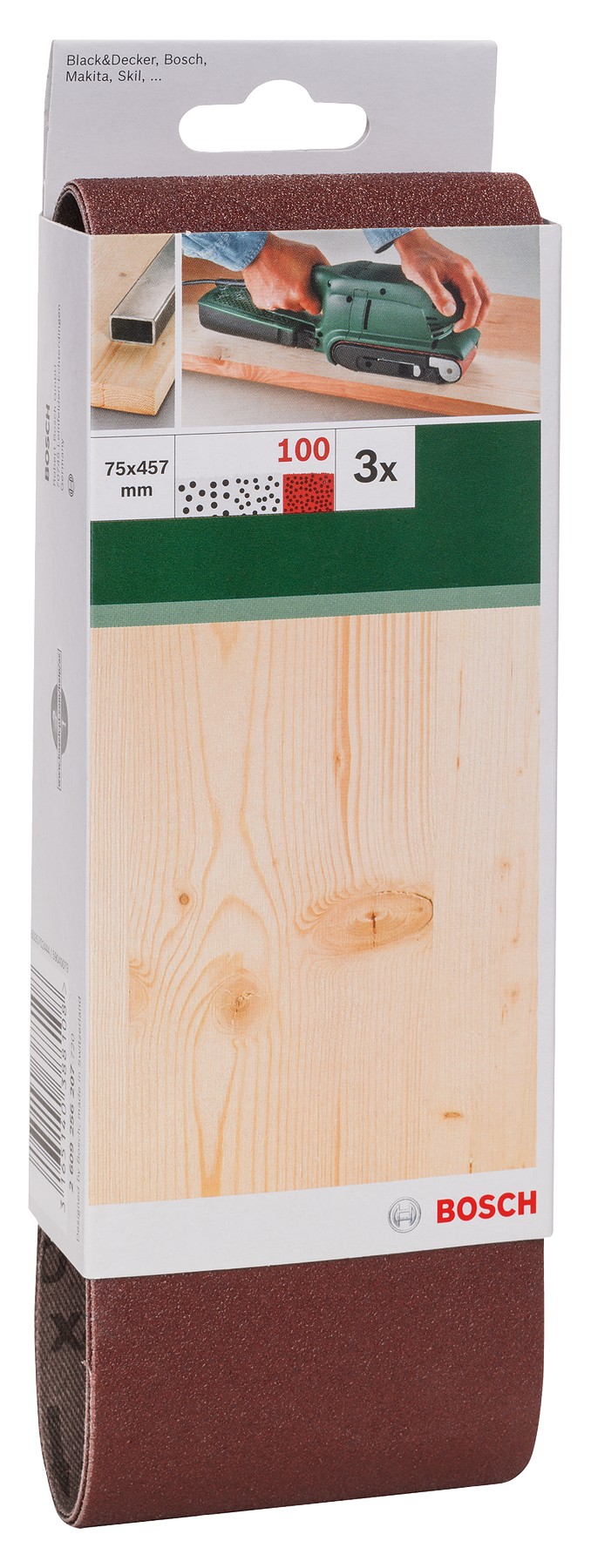 Set de hojas de lija de 3 piezas para lijadora de banda, calidad rojaG = 100