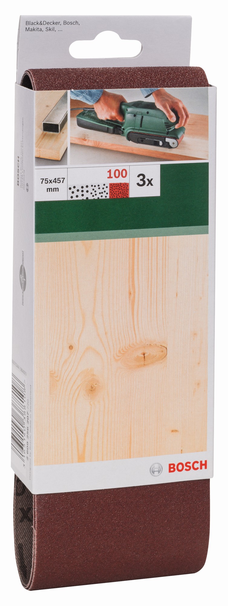 Set de hojas de lija de 3 piezas para lijadora de banda, calidad rojaG = 100