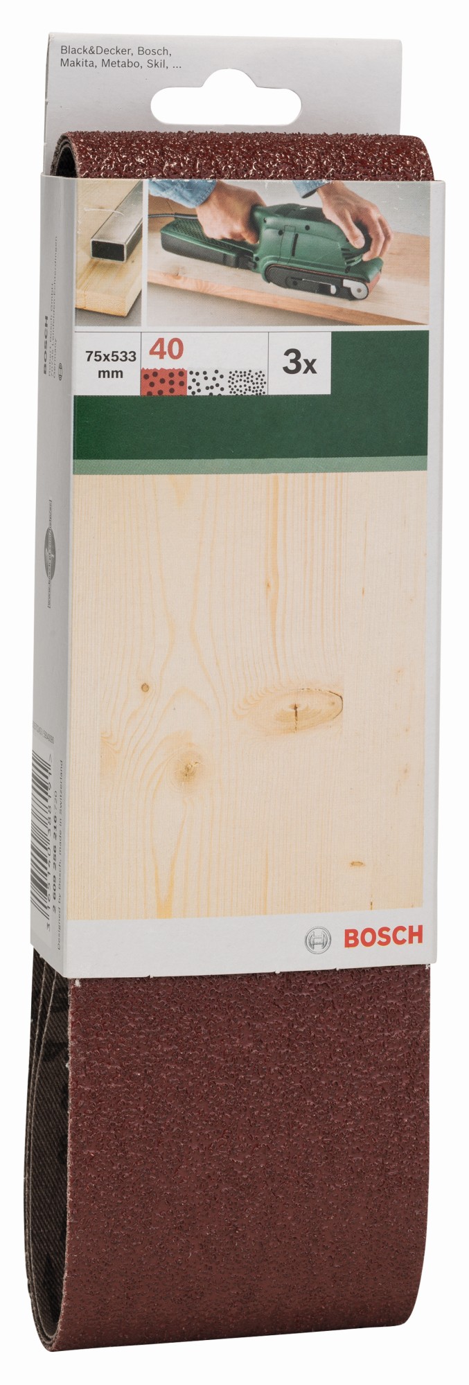 Set de hojas de lija de 3 piezas para lijadora de banda, calidad rojaG = 40