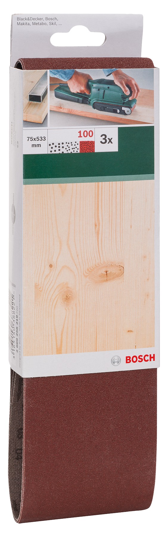 Set de hojas de lija de 3 piezas para lijadora de banda, calidad rojaG = 100