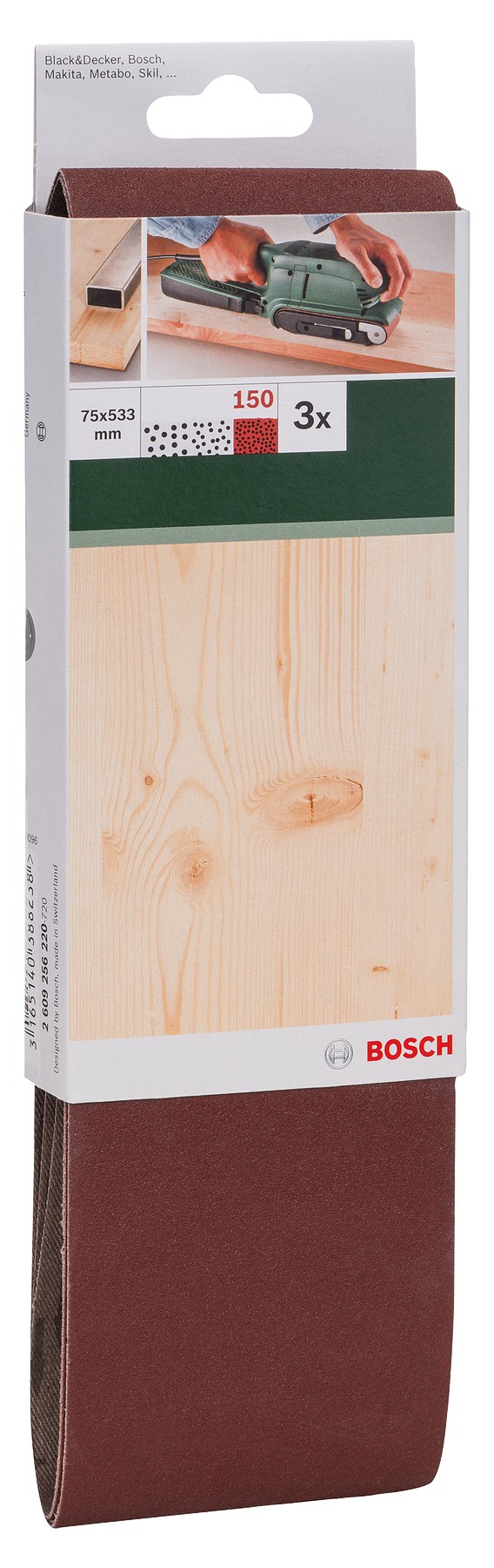 Set de hojas de lija de 3 piezas para lijadora de banda, calidad rojaG = 150