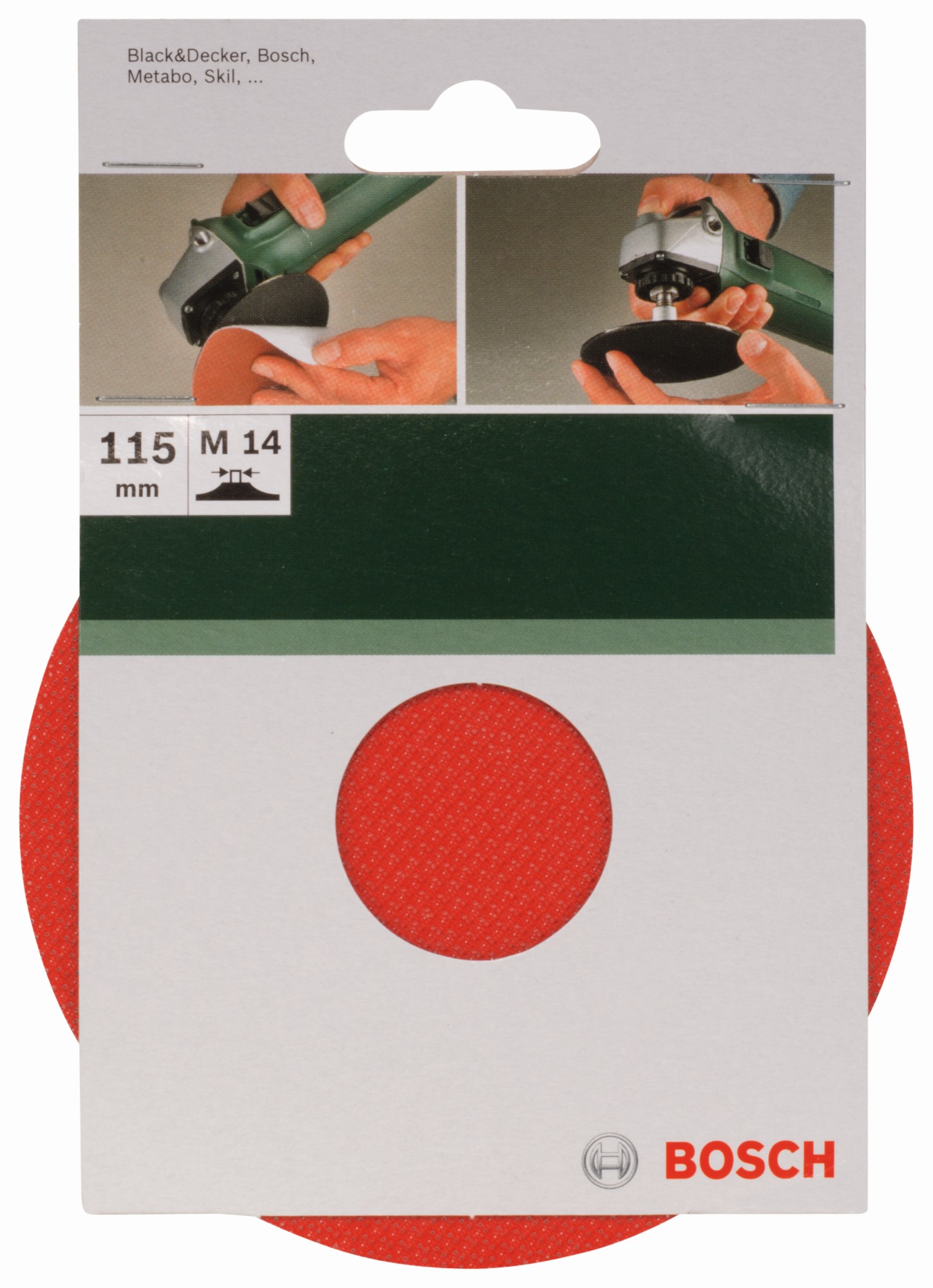 Placa lijadora de caucho para amoladoras angulares, sistema de cierre por contacto, 115 mm