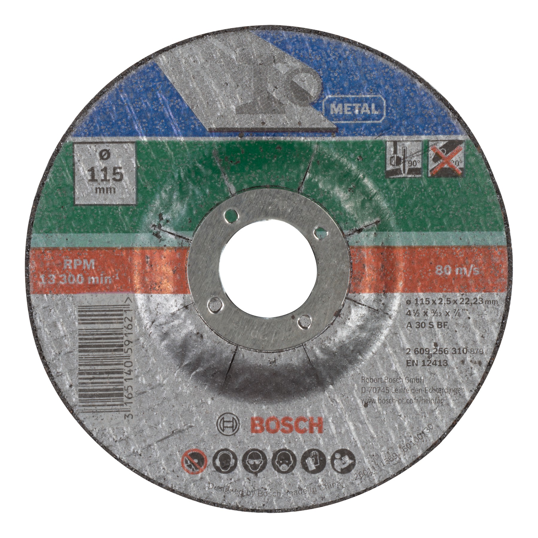 Disco de corte con centro rebajado, metal