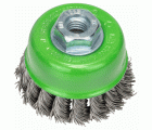 Cepillo de vaso para amoladoras angulares y rectas, alambre trenzado, inoxidable, 75 mm