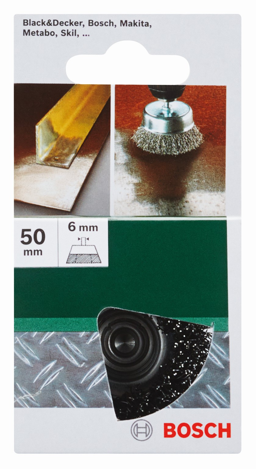 Cepillos de vaso para taladradoras, alambre ondulado, 50 mm