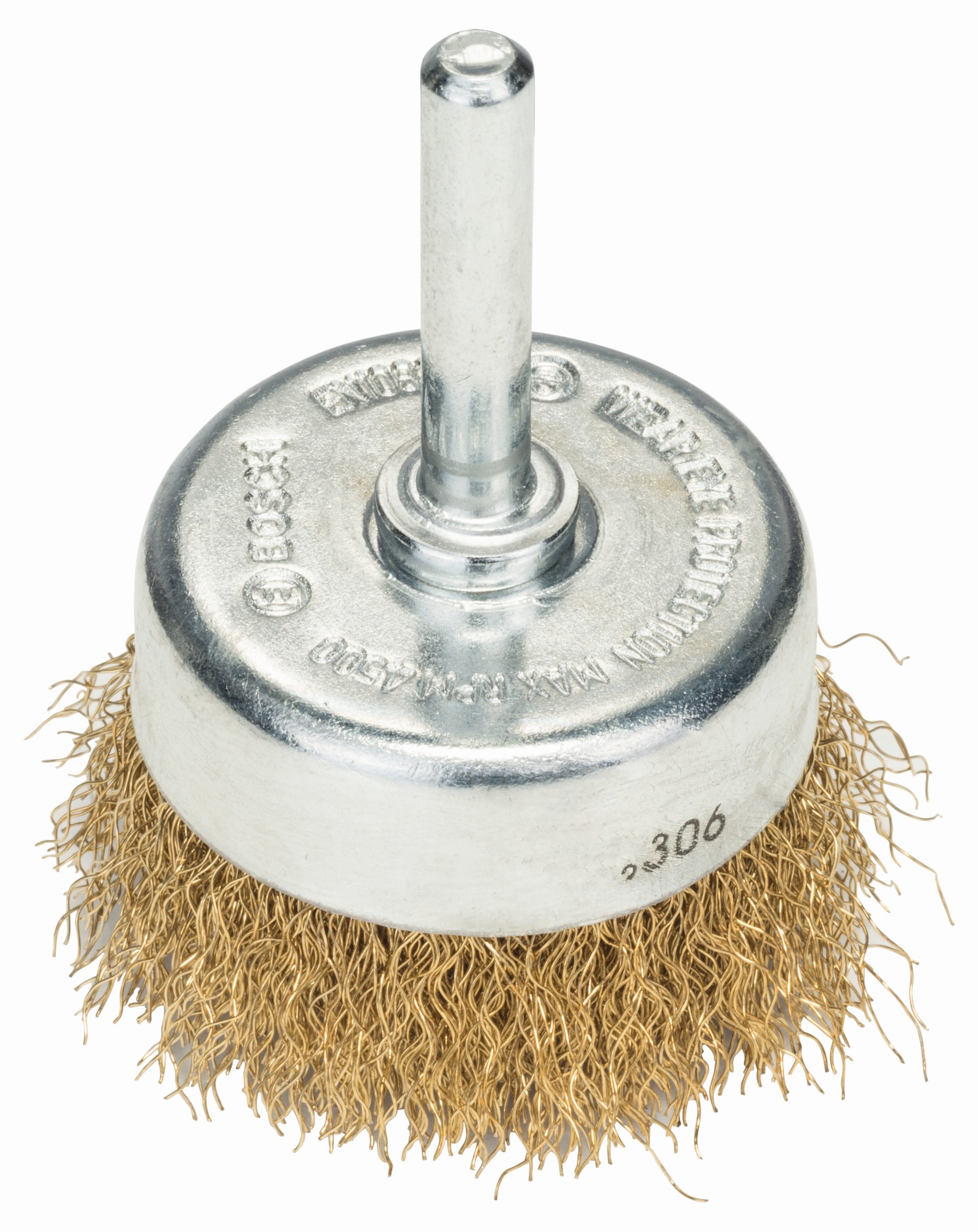 Cepillo de vaso para taladradoras, alambre ondulado, latonado, 50 mm