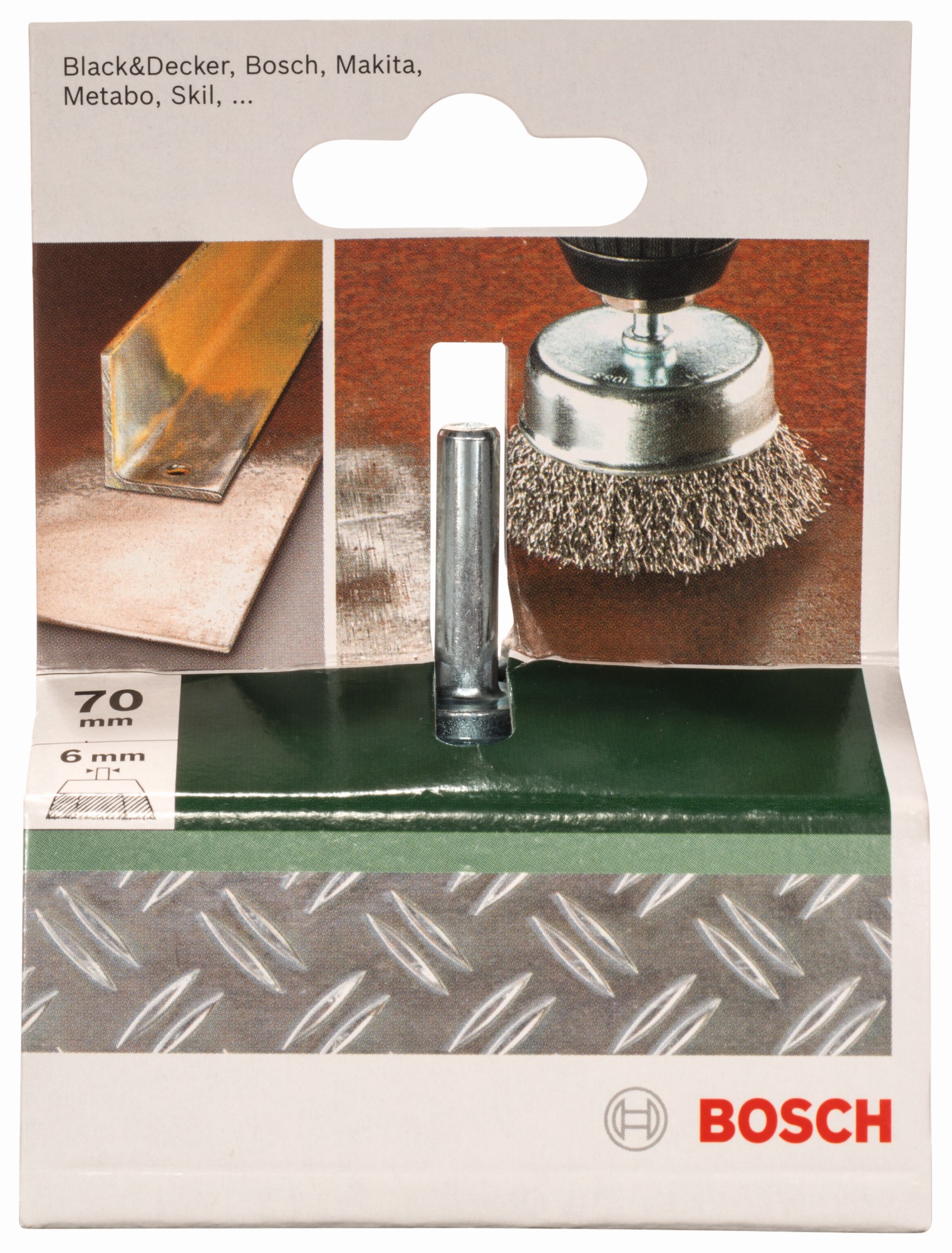 Cepillos de vaso para taladradoras, alambre ondulado, 70 mm