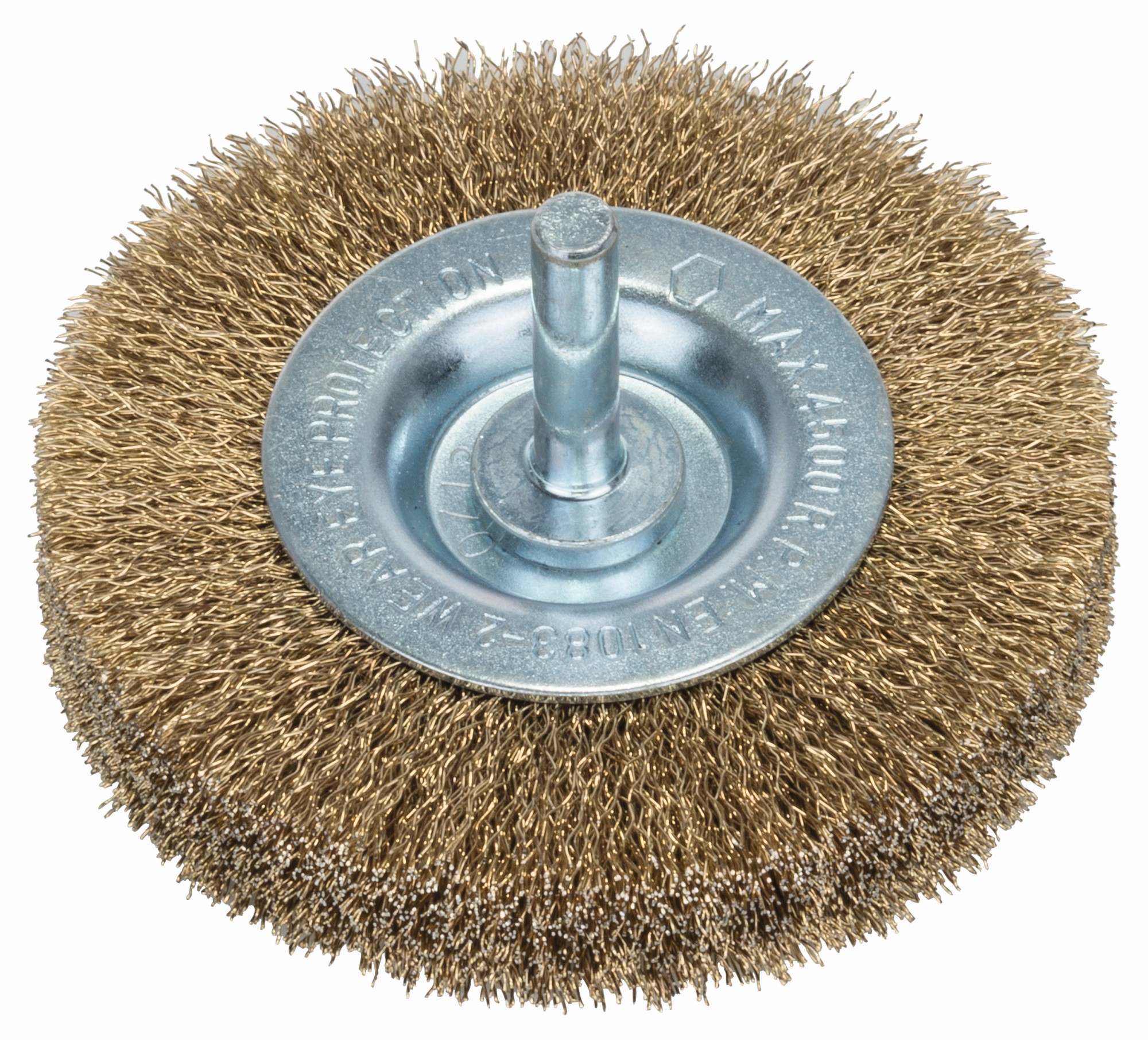 Cepillos de disco para taladradoras, alambre ondulado, latonado, 75 mm