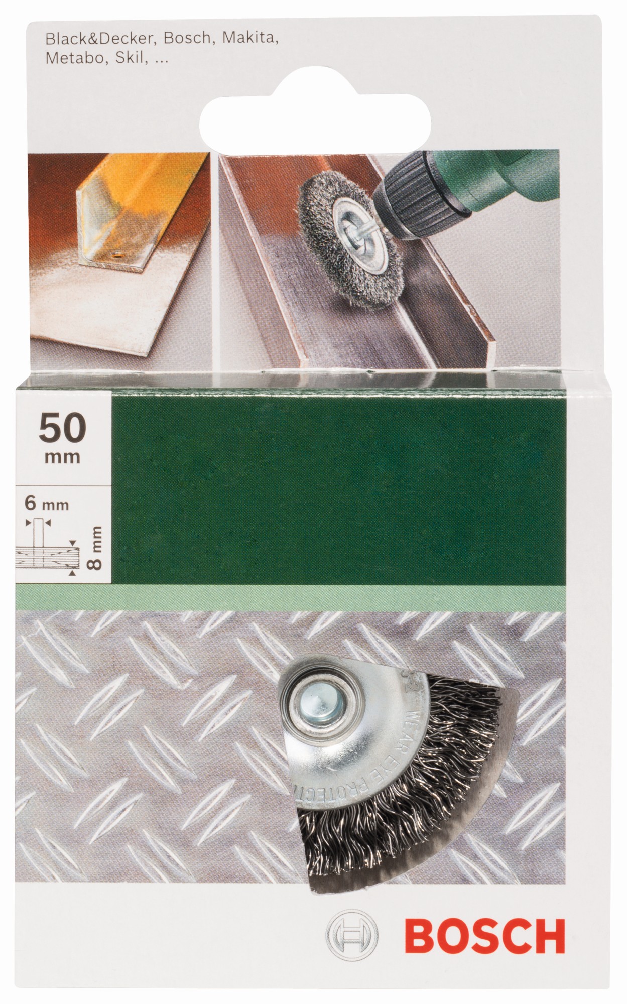 Cepillos de disco para taladradoras, alambre ondulado, 50 mm